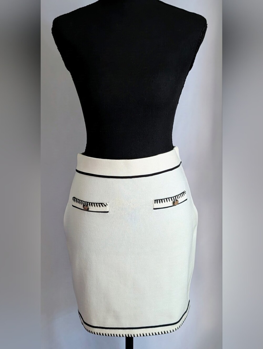 ASTR The Label Sessay Sweater Mini Skirt Ivory Black NWT S